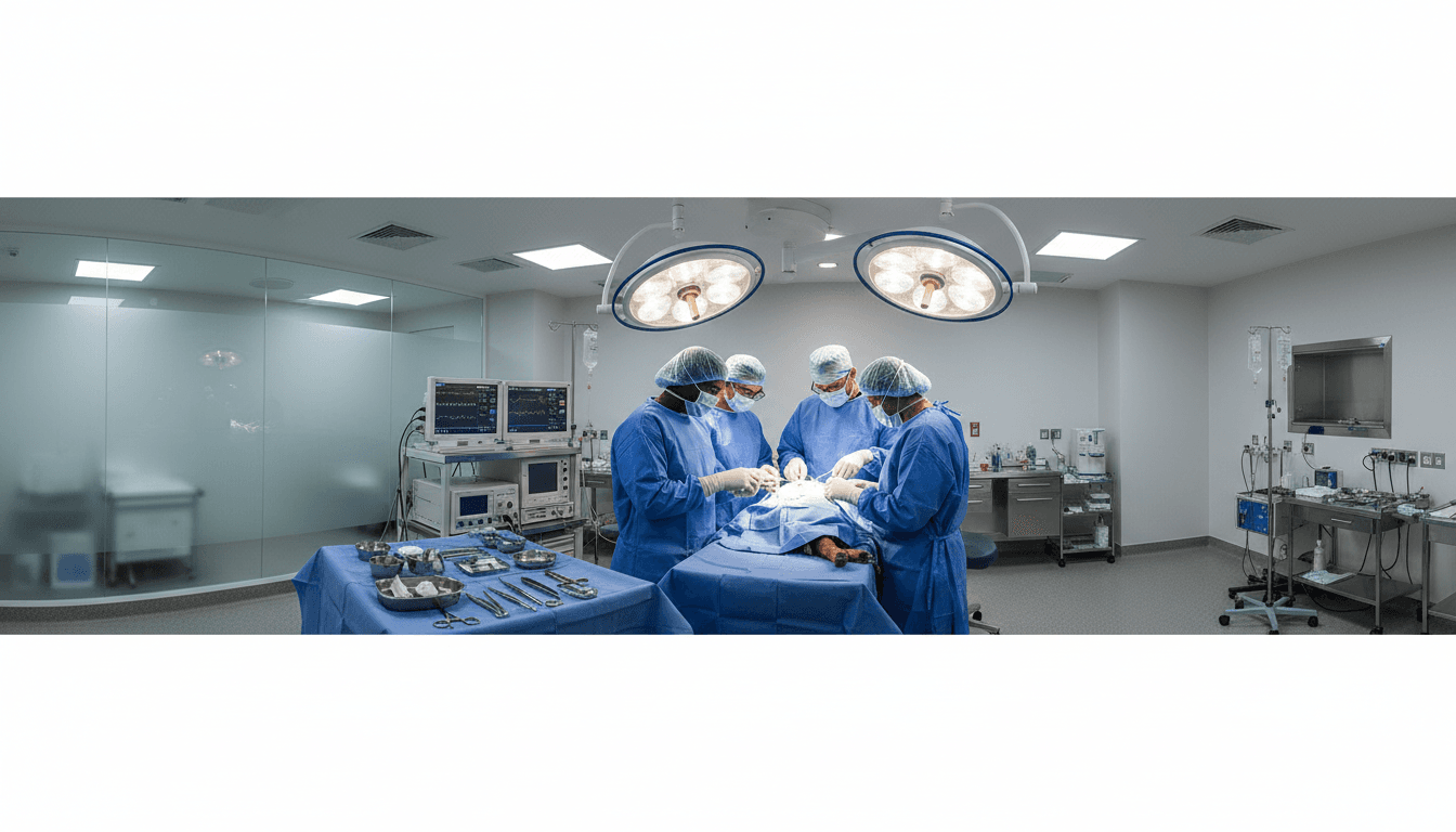 veterinary surgical room with modern equipment and professional setup